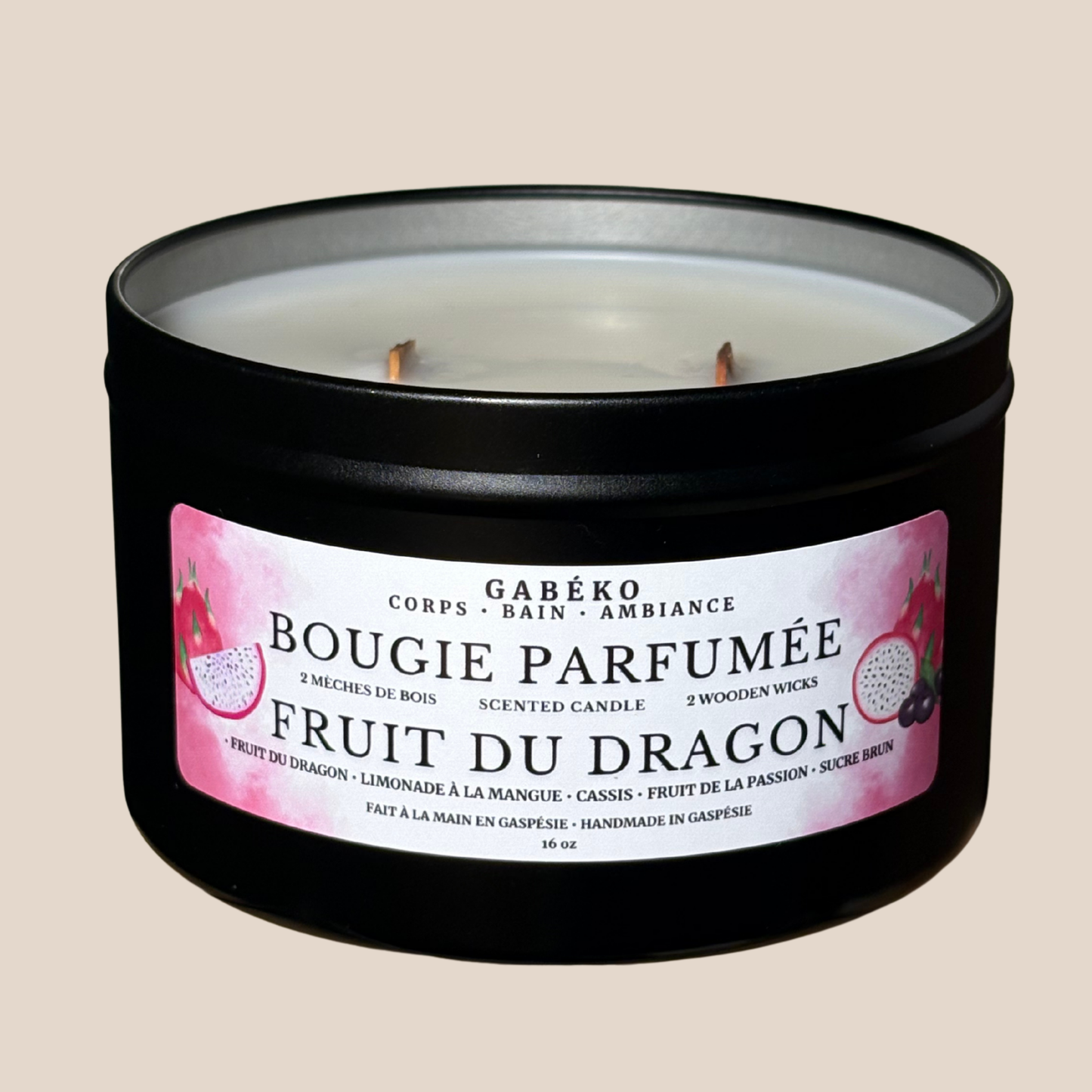 Bougie 2 mèches - Fruit du dragon