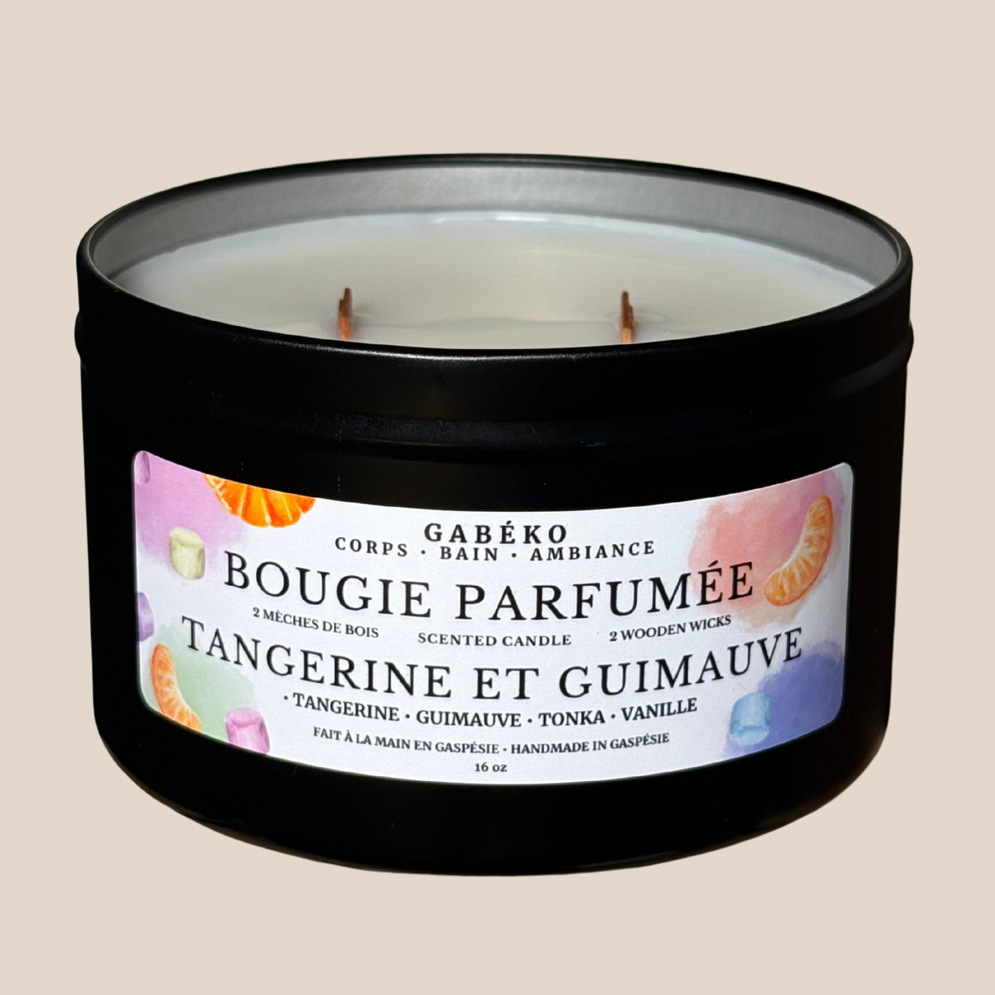 Bougie 2 mèches - Tangerine et guimauve
