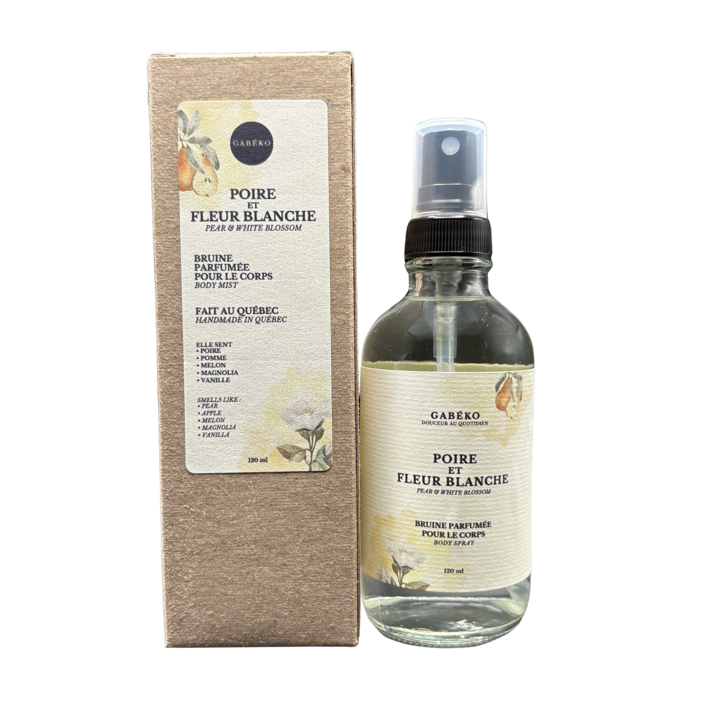 Bruine de corps - Poire et fleur blanche