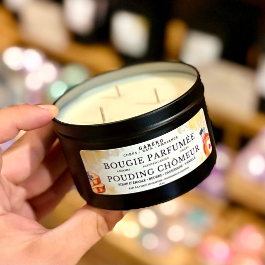 Bougie 3 mèches - Pouding chômeur
