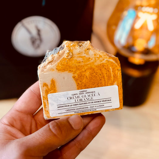 CRÈME GLACÉE À L’ORANGE - Savon en Barre Naturel et Végane pour le Corps à l’Argile Orange