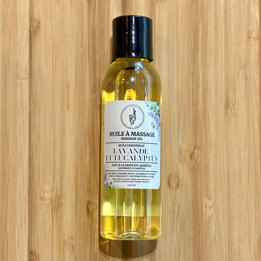 Huile à massage naturelle - Eucalyptus et lavande