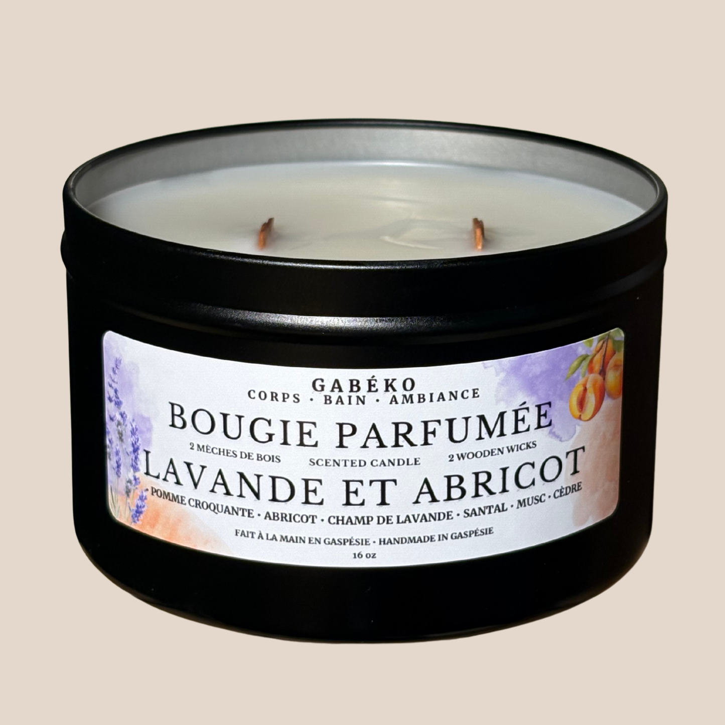 Bougie 2 mèches - Lavande et Abricot