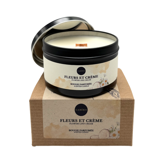 Bougie - Fleurs et crème