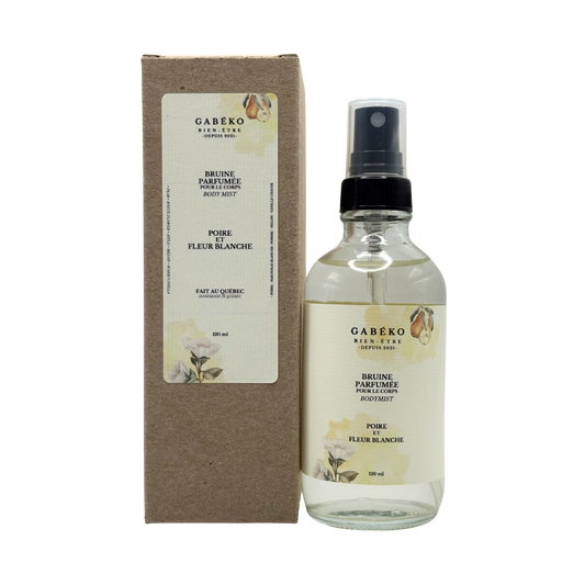 Bruine de corps - Poire et fleur blanche
