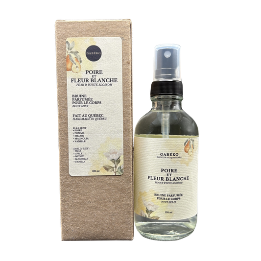 Bruine de corps - Poire et fleur blanche