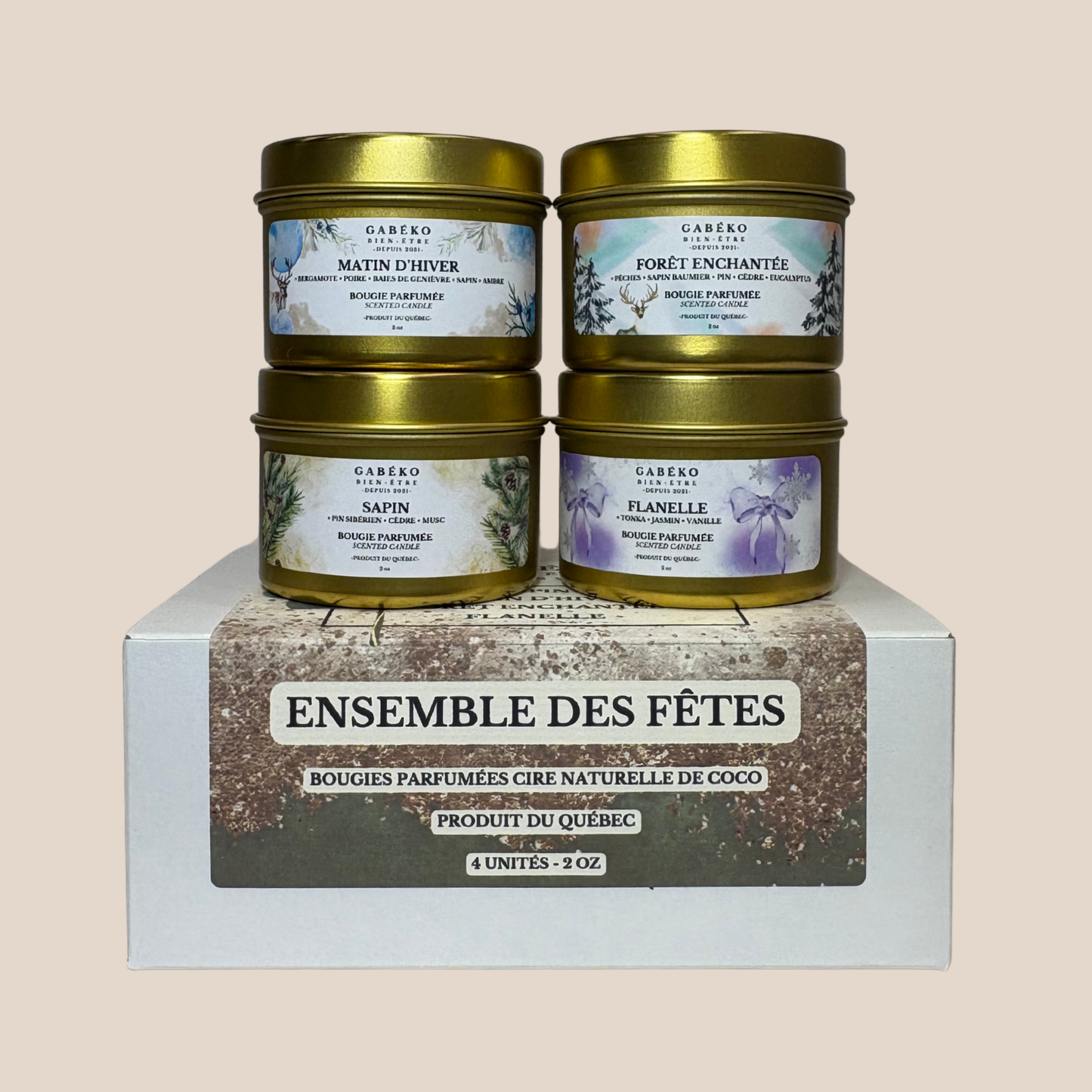 Ensemble découverte 4 bougies 2oz - Collection des Fêtes